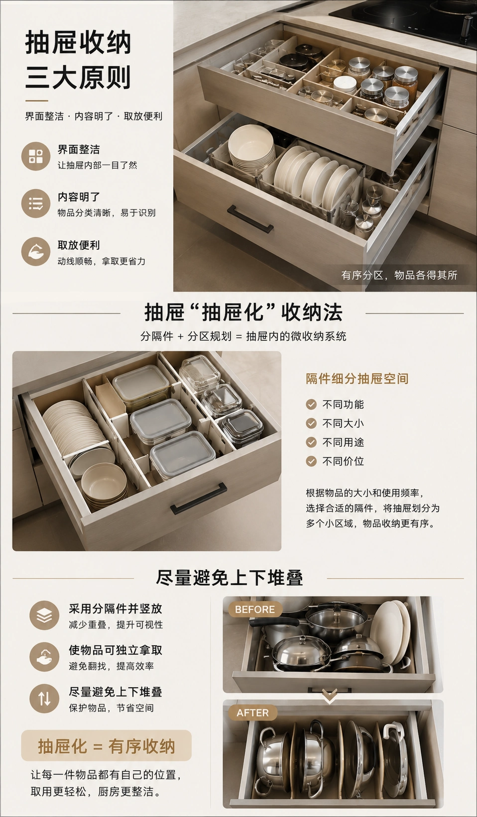 厨房抽屉收纳三大原则