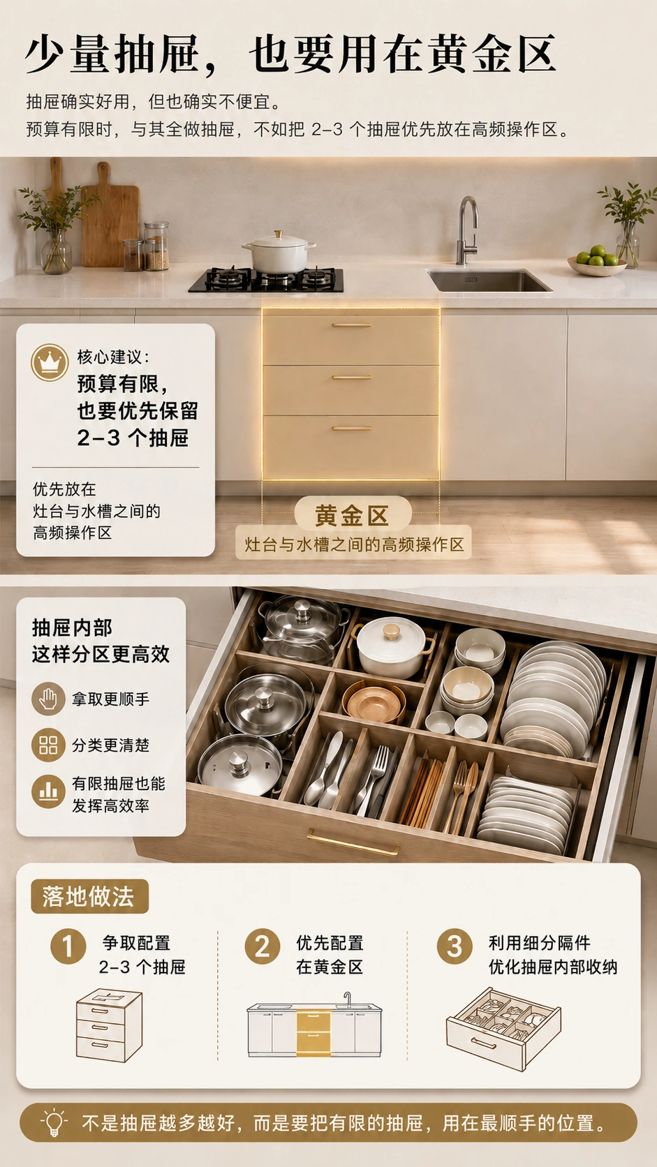 厨房抽屉优先放在黄金区的示意