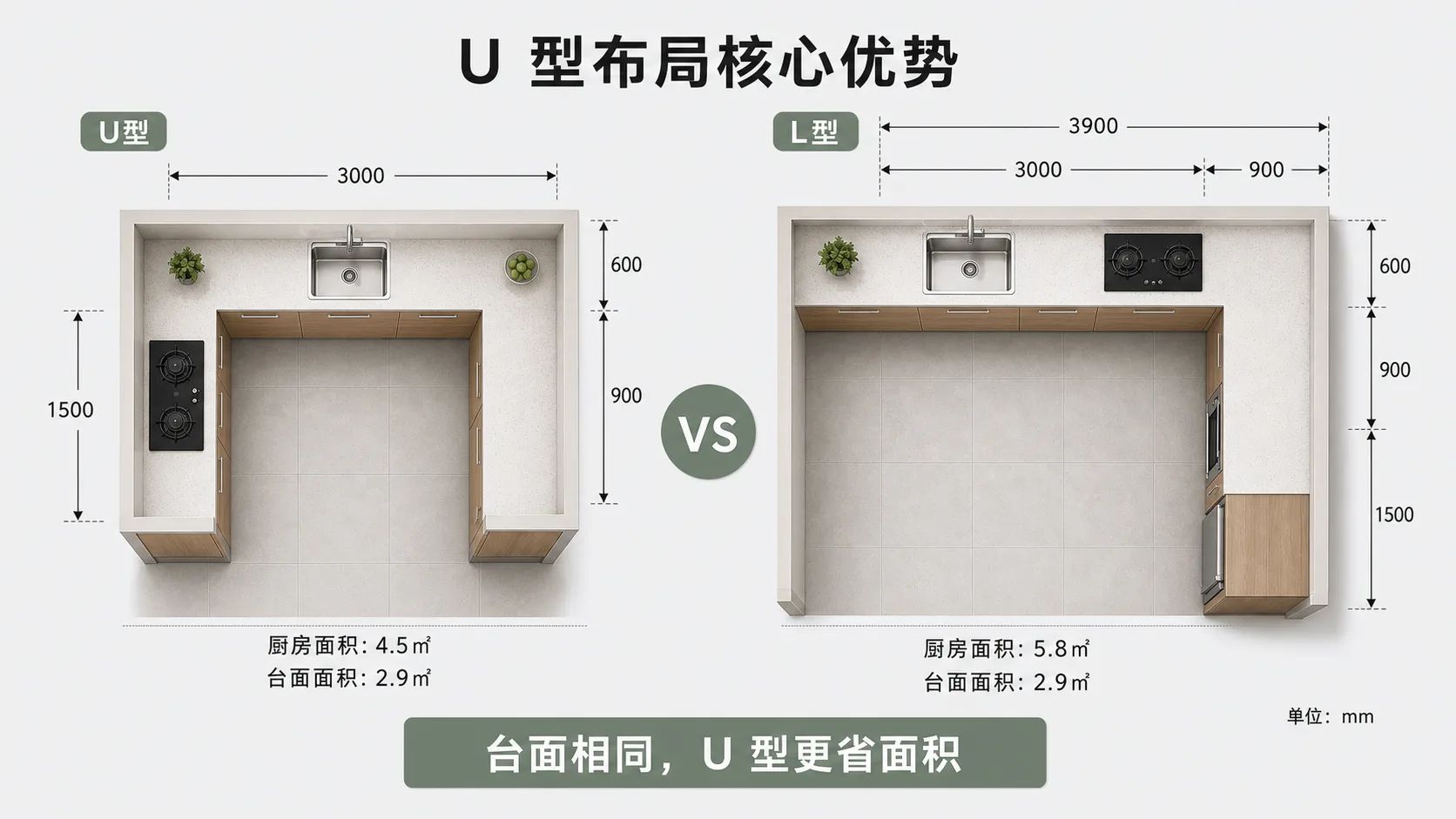 U型布局核心优势示意图